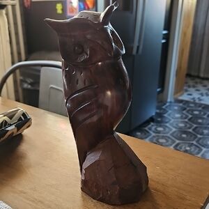Handcrafted Wooden Owl Sculpture